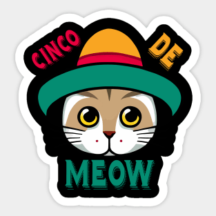 Cinco De Mayo Funny Cat Wear Cinco De Meow Sticker